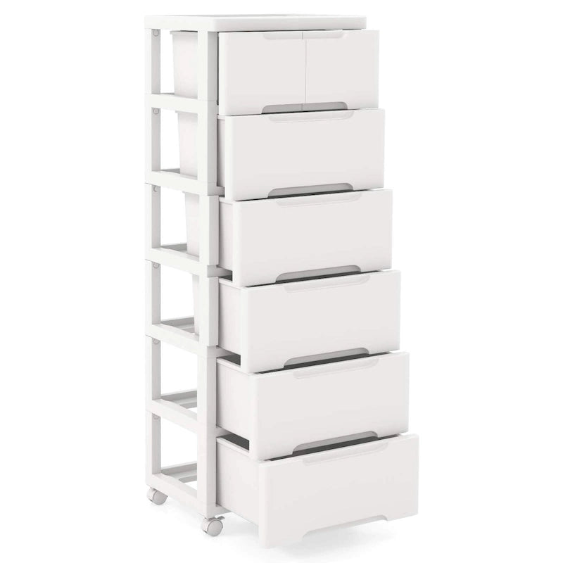 7-Drawer Plastic Rolling Storage Cart with Lockable Wheels