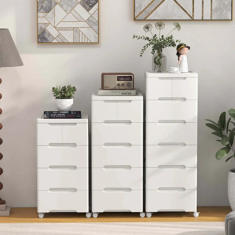 7-Drawer Plastic Rolling Storage Cart with Lockable Wheels