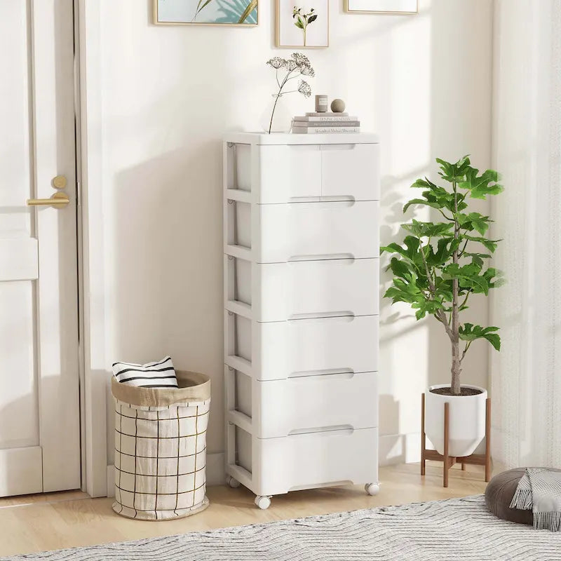 7-Drawer Plastic Rolling Storage Cart with Lockable Wheels