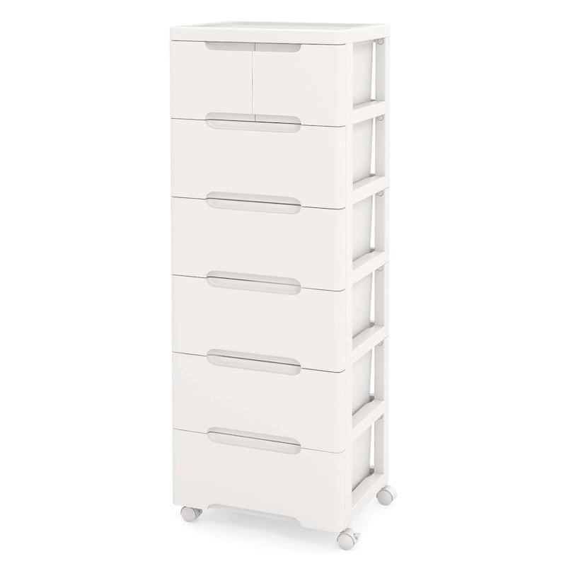 7-Drawer Plastic Rolling Storage Cart with Lockable Wheels