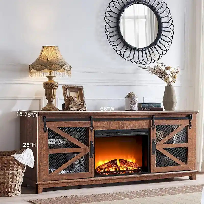 Farmhouse Fireplace TV Stand, Entertainment Center, TV Console