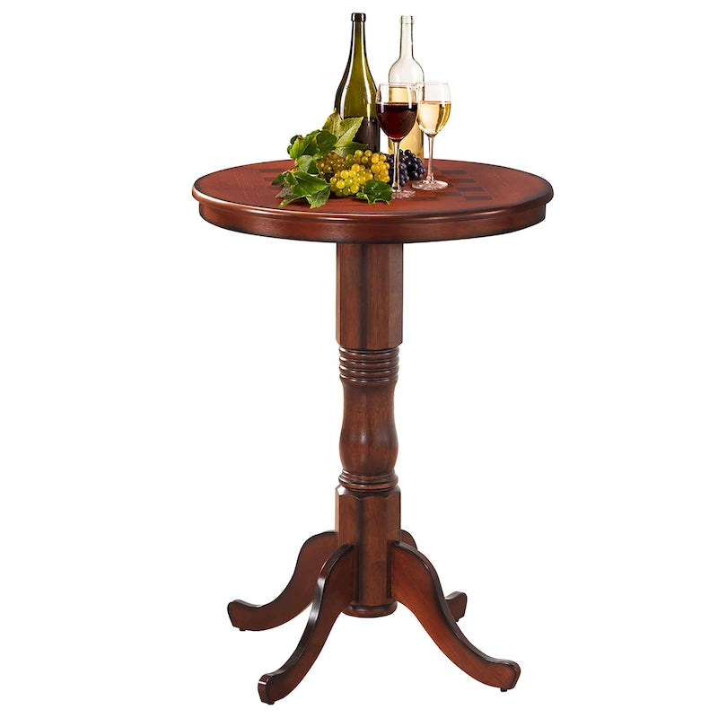Round Pub Table with Built-In Chessboard Top