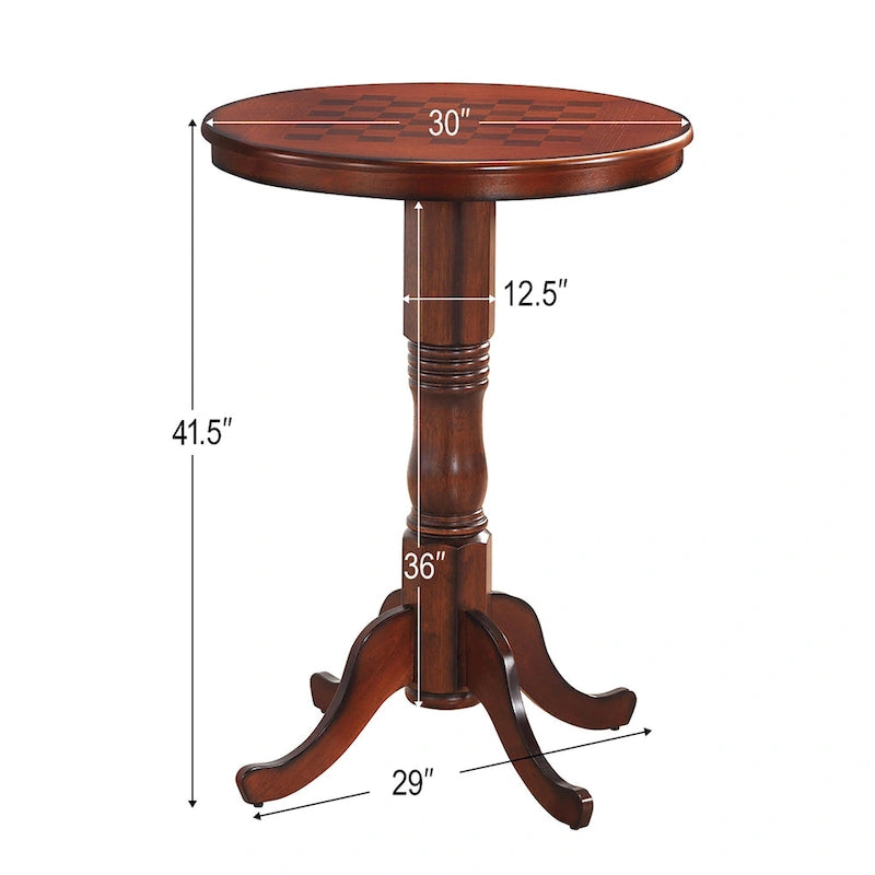 Round Pub Table with Built-In Chessboard Top
