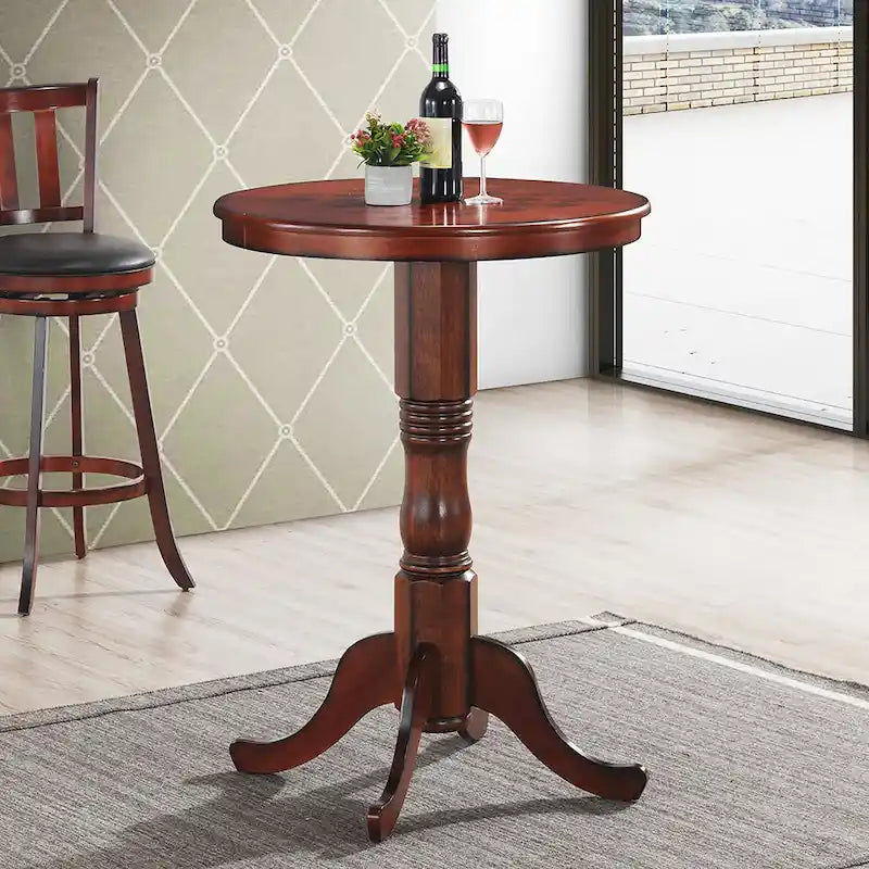 Round Pub Table with Built-In Chessboard Top