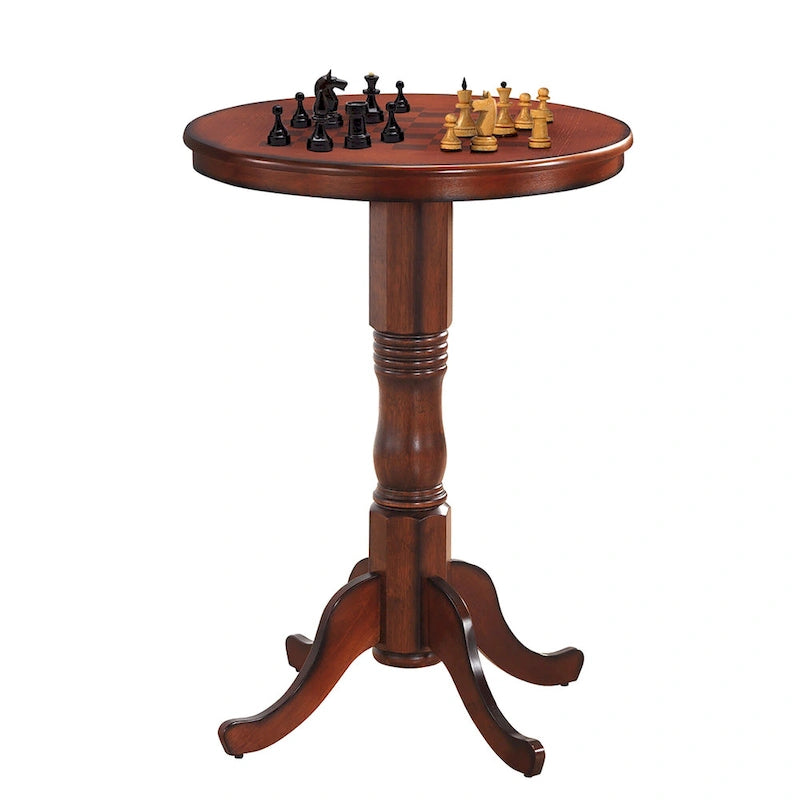 Round Pub Table with Built-In Chessboard Top