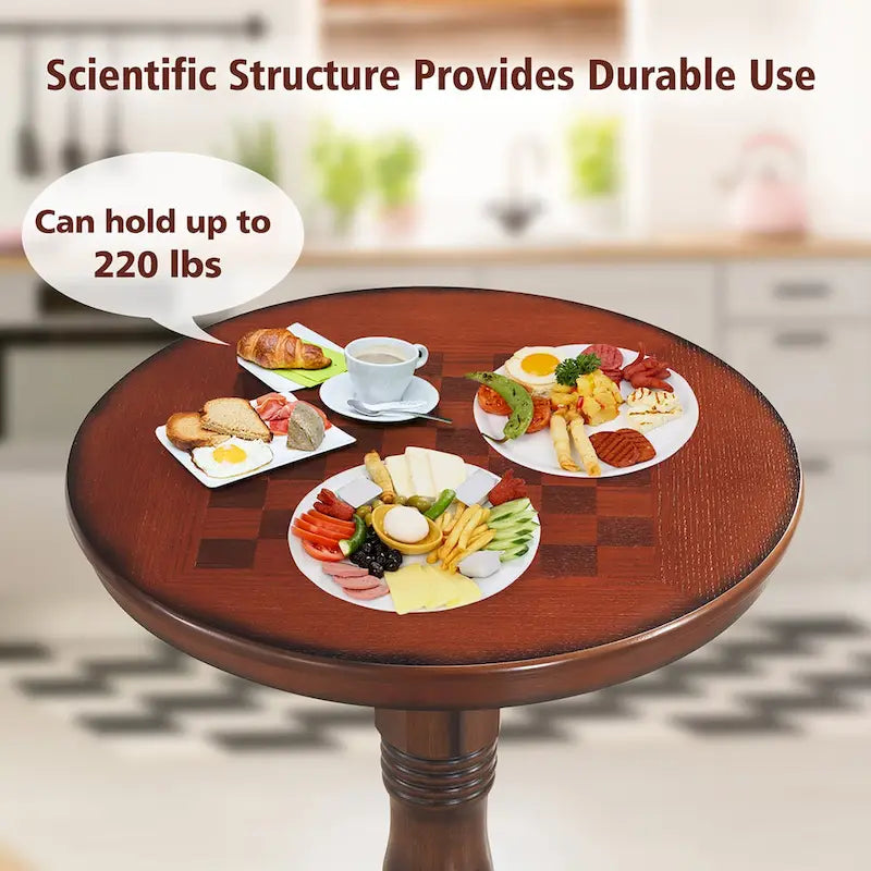 Round Pub Table with Built-In Chessboard Top