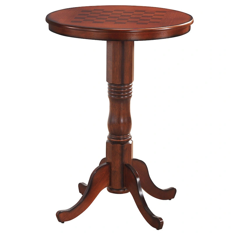 Round Pub Table with Built-In Chessboard Top