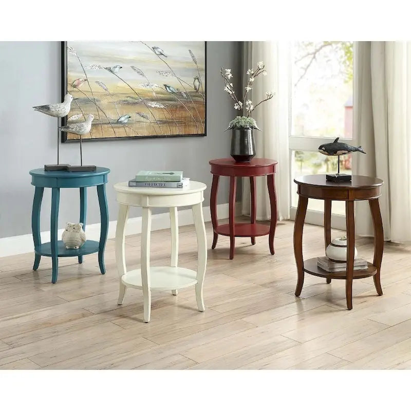 Versatile 24-Inch Solid Wood Round End Table with Shelf Perfect for Bedroom or Living Room - 24 H x 18 W x 18 D