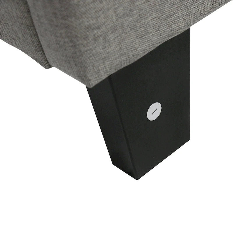 King Platform Bed with Button-Tufted Fabric Headboard