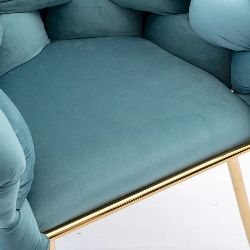 Blue Modern 28.7 Velvet Upholstered Accent Chair with Gold - Plated Metal Legs