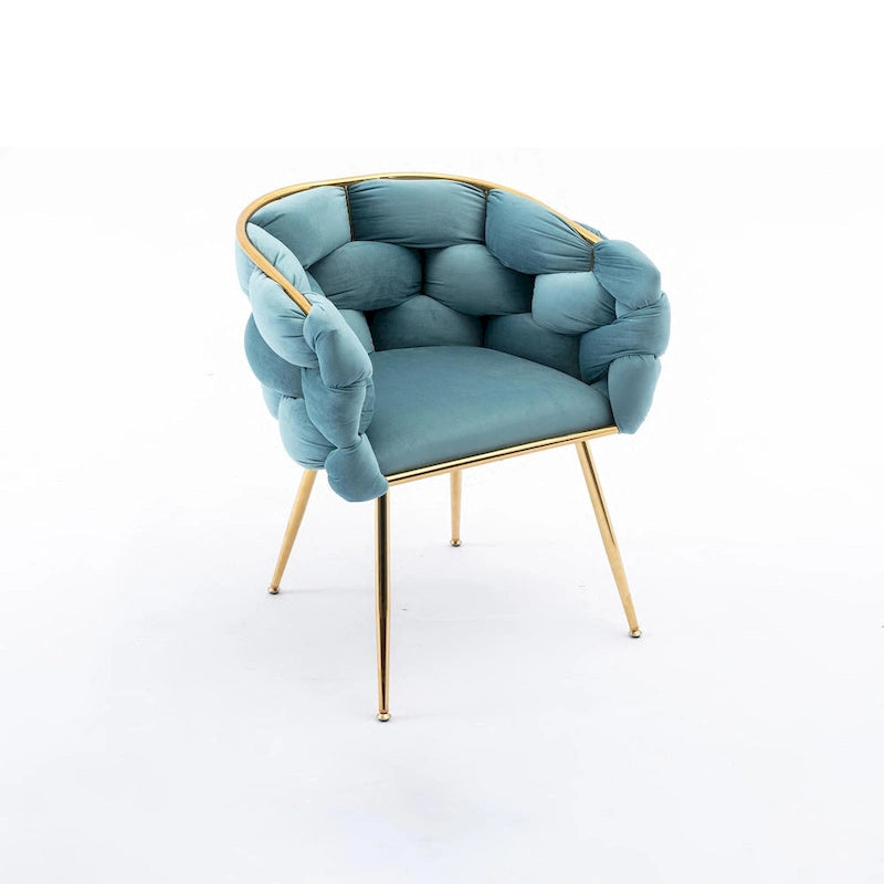 Blue Modern 28.7 Velvet Upholstered Accent Chair with Gold - Plated Metal Legs