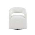 Round Bouclé Swivel Barrel Accent Chair with Curved Arms