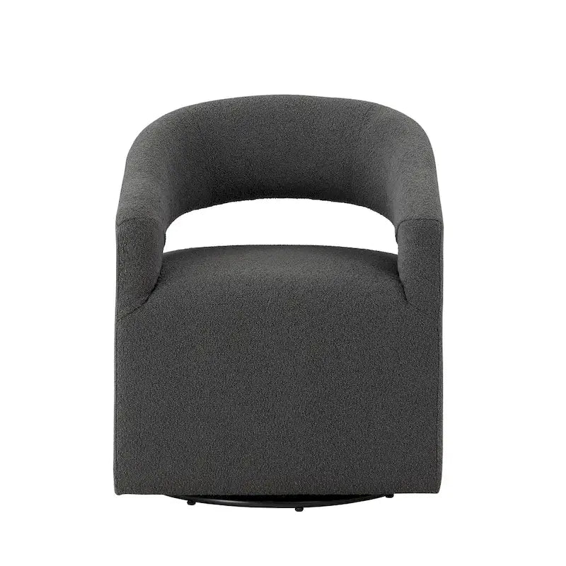 Round Bouclé Swivel Barrel Accent Chair with Curved Arms