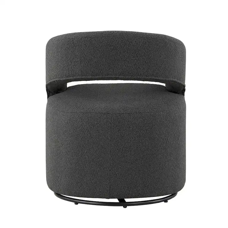 Round Bouclé Swivel Barrel Accent Chair with Curved Arms