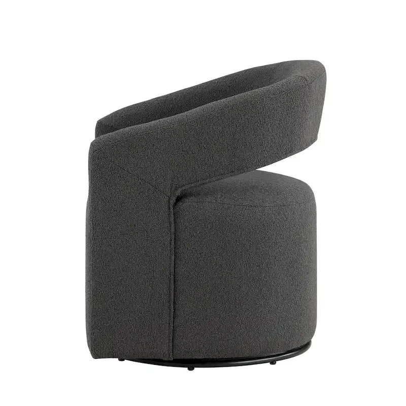 Round Bouclé Swivel Barrel Accent Chair with Curved Arms