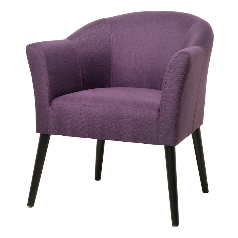 Upholstered Fabric Armchair with Curved Arms and Black Legs