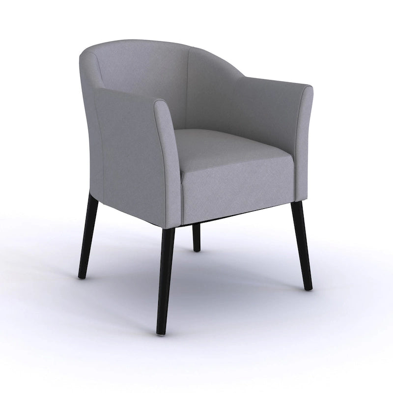 Upholstered Fabric Armchair with Curved Arms and Black Legs