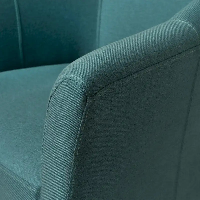 Upholstered Fabric Armchair with Curved Arms and Black Legs