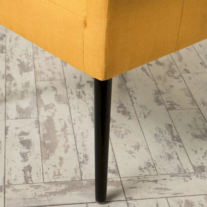 Upholstered Fabric Armchair with Curved Arms and Black Legs