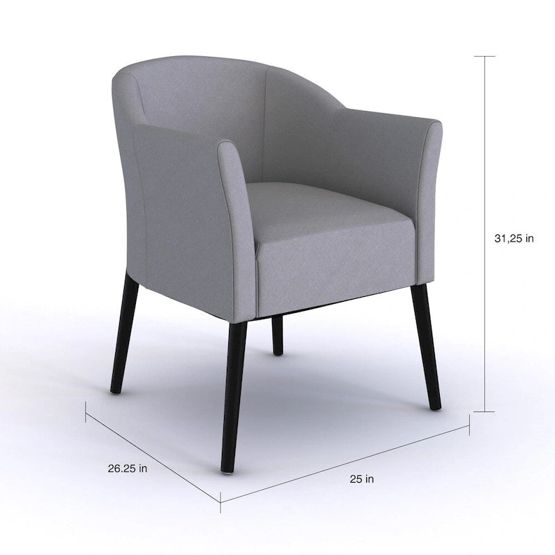 Upholstered Fabric Armchair with Curved Arms and Black Legs