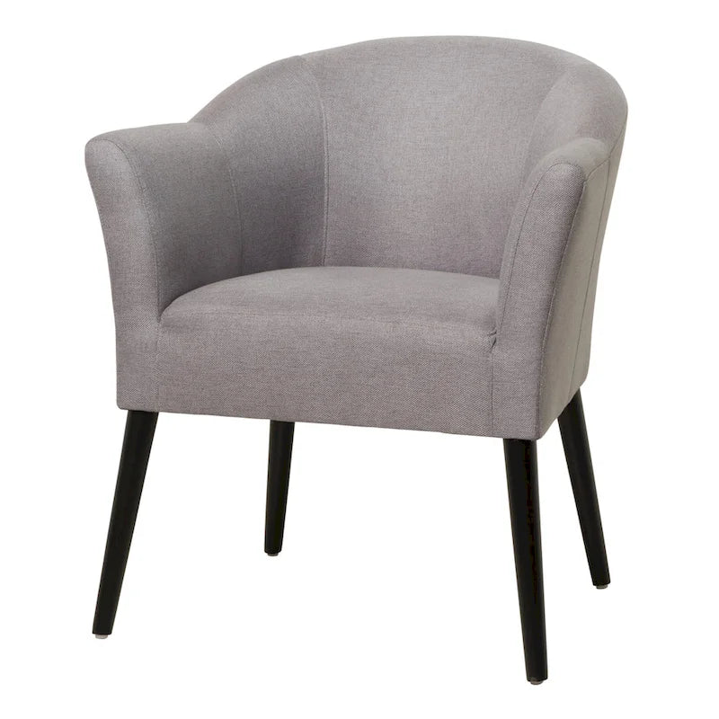 Upholstered Fabric Armchair with Curved Arms and Black Legs