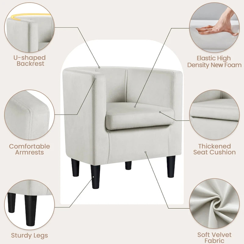 Modern Velvet Barrel Chair