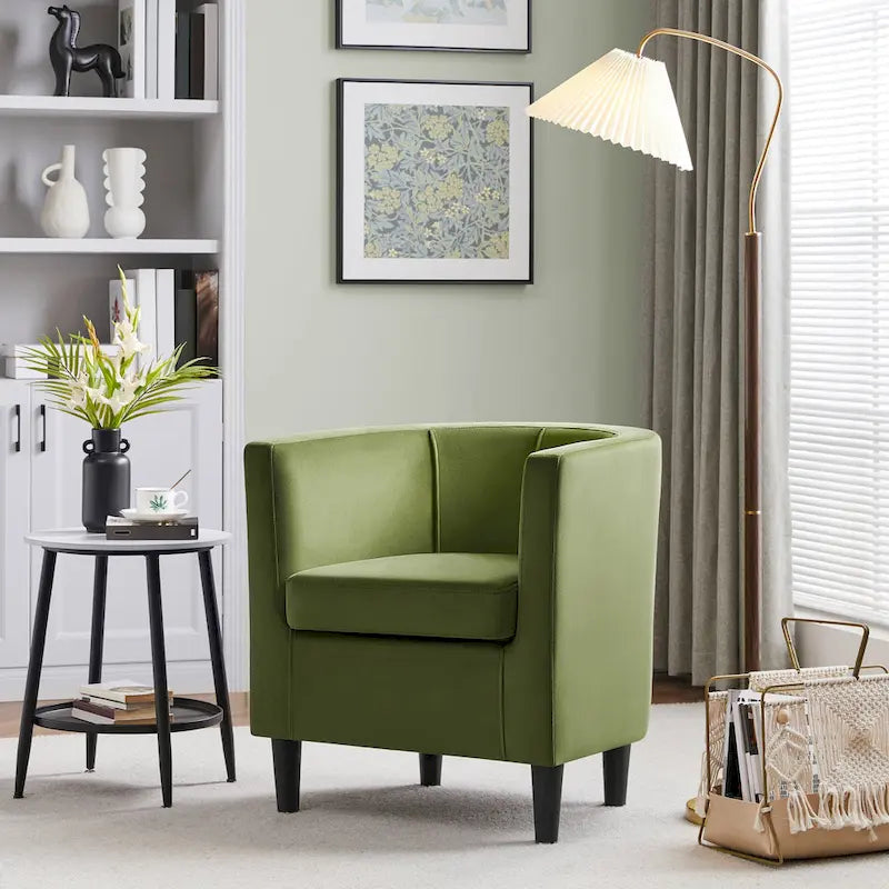 Modern Velvet Barrel Chair