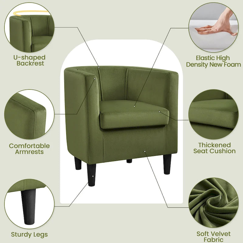 Modern Velvet Barrel Chair