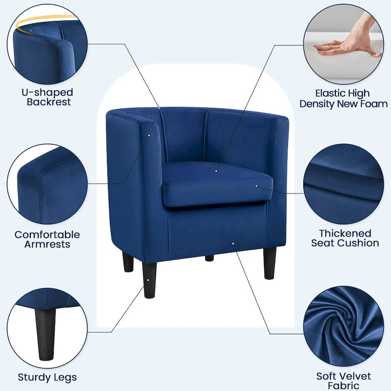 Modern Velvet Barrel Chair