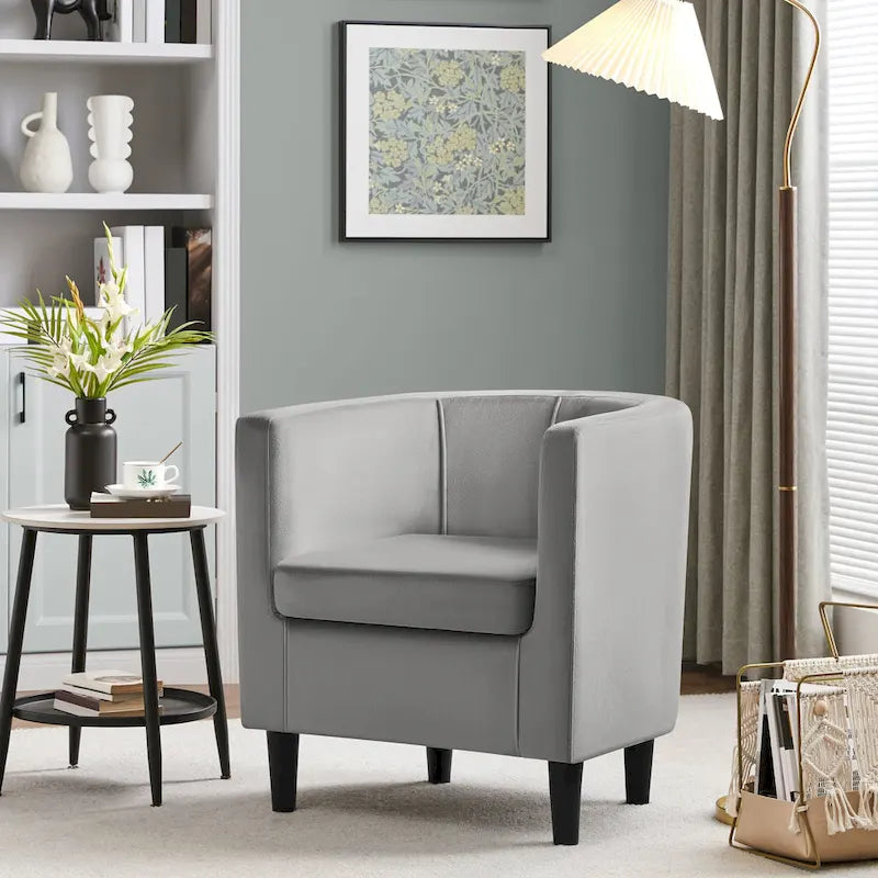 Modern Velvet Barrel Chair