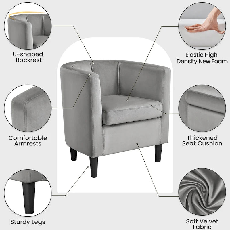 Modern Velvet Barrel Chair