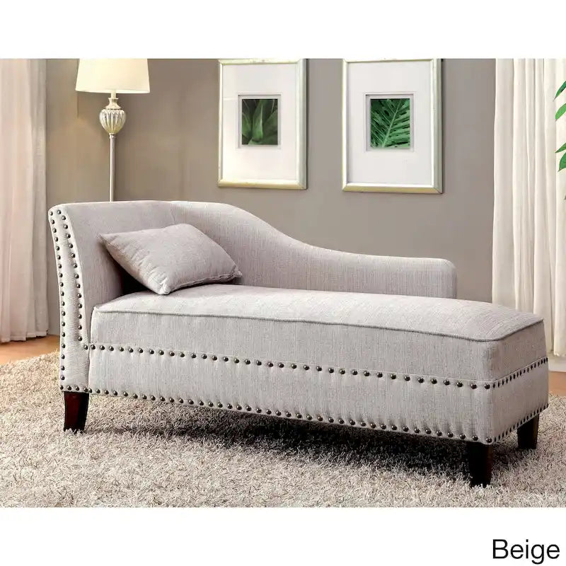 Transitional Upholstered Chaise Lounge with Nailhead Trim