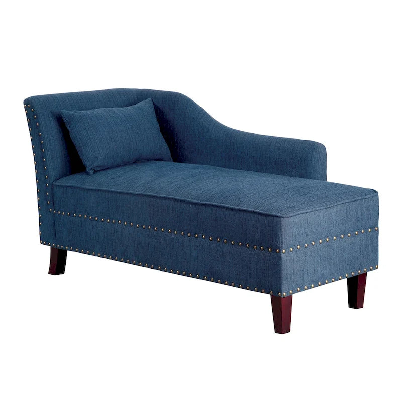 Transitional Upholstered Chaise Lounge with Nailhead Trim