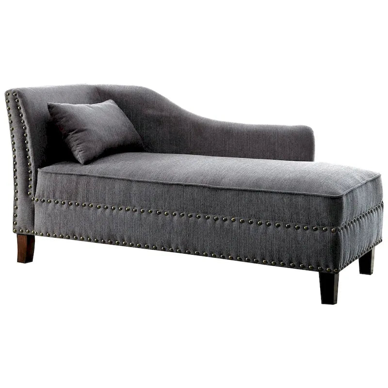 Transitional Upholstered Chaise Lounge with Nailhead Trim