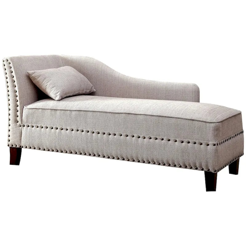 Transitional Upholstered Chaise Lounge with Nailhead Trim