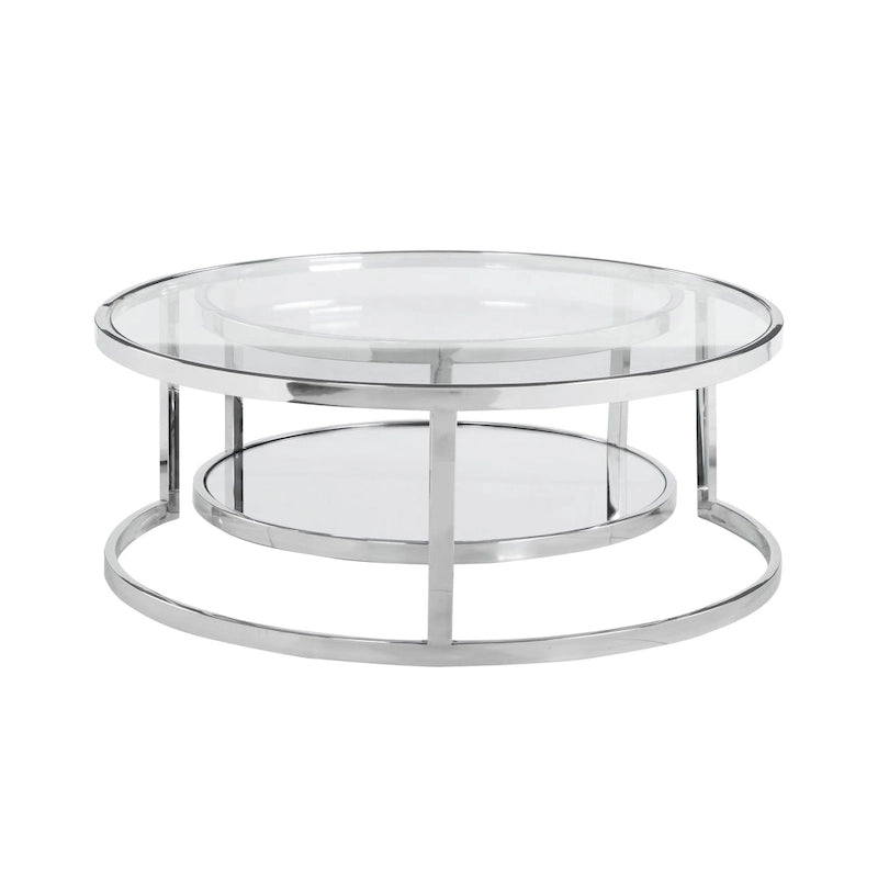 Mesas de apoio redondas encaixáveis com tampos de vidro temperado