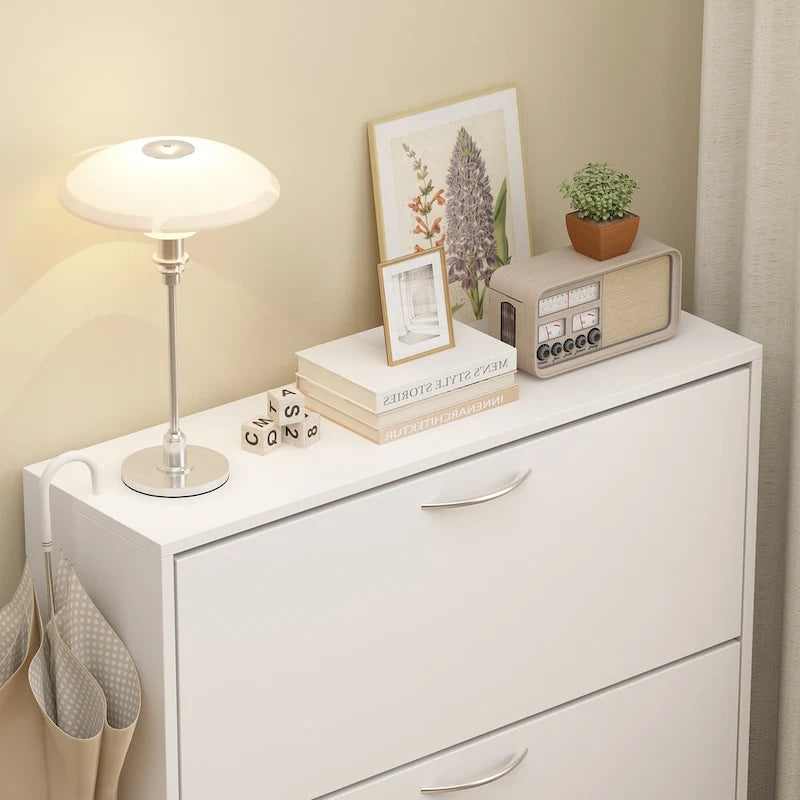 Shoe Cabinet for Entryway White Narrow Shoe Storage Cabinet Flip Down