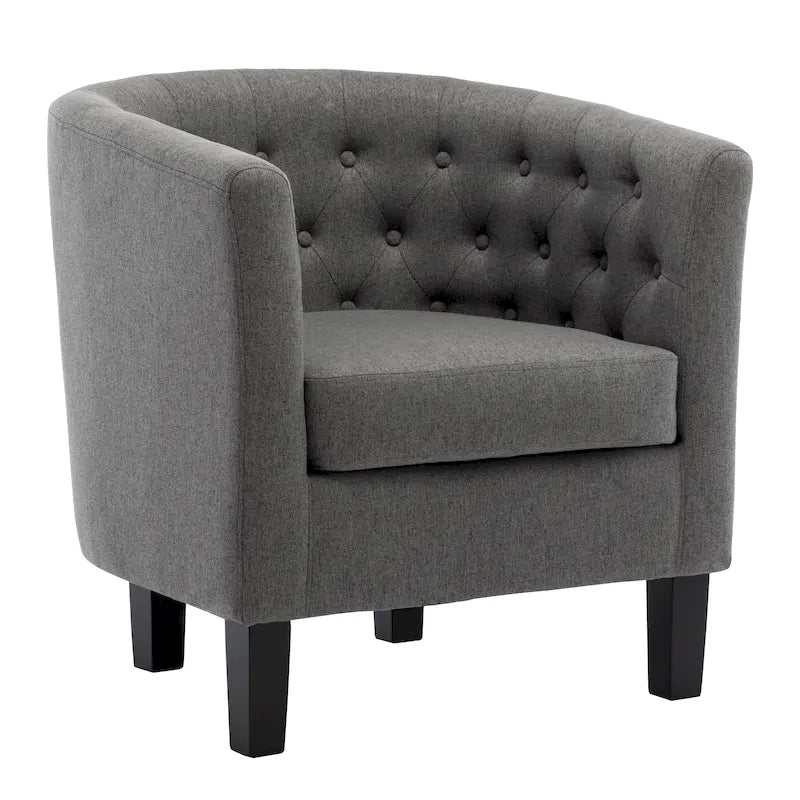 Tufted Club Chair with Black Birch Wood Base