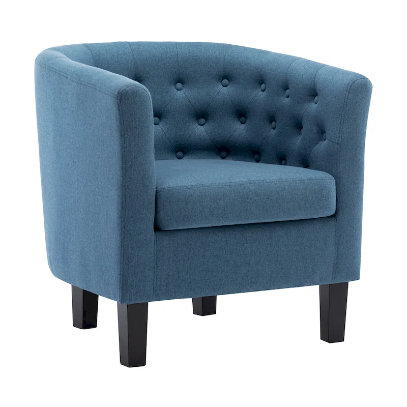 Tufted Club Chair with Black Birch Wood Base