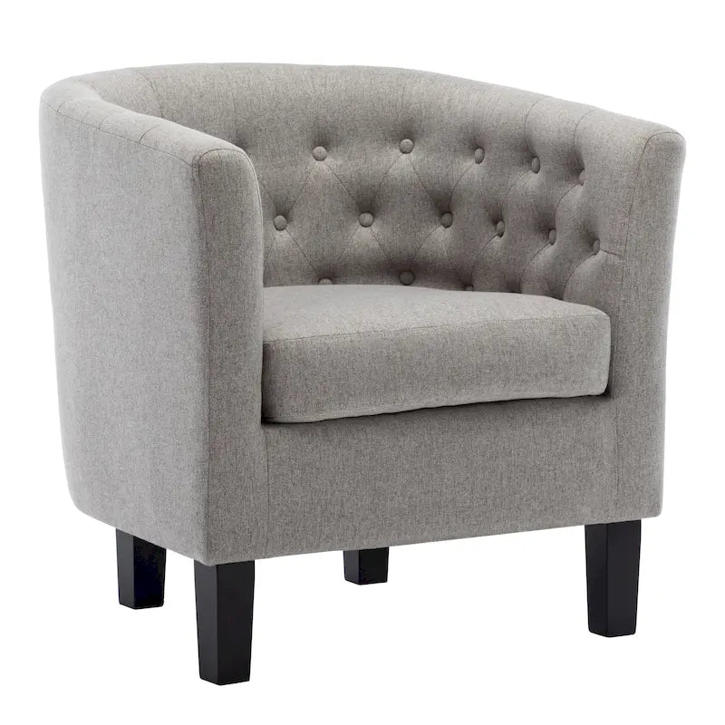 Tufted Club Chair with Black Birch Wood Base