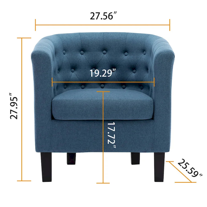 Tufted Club Chair with Black Birch Wood Base