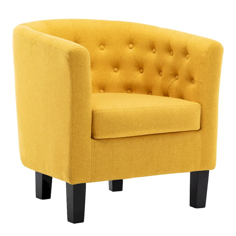 Tufted Club Chair with Black Birch Wood Base