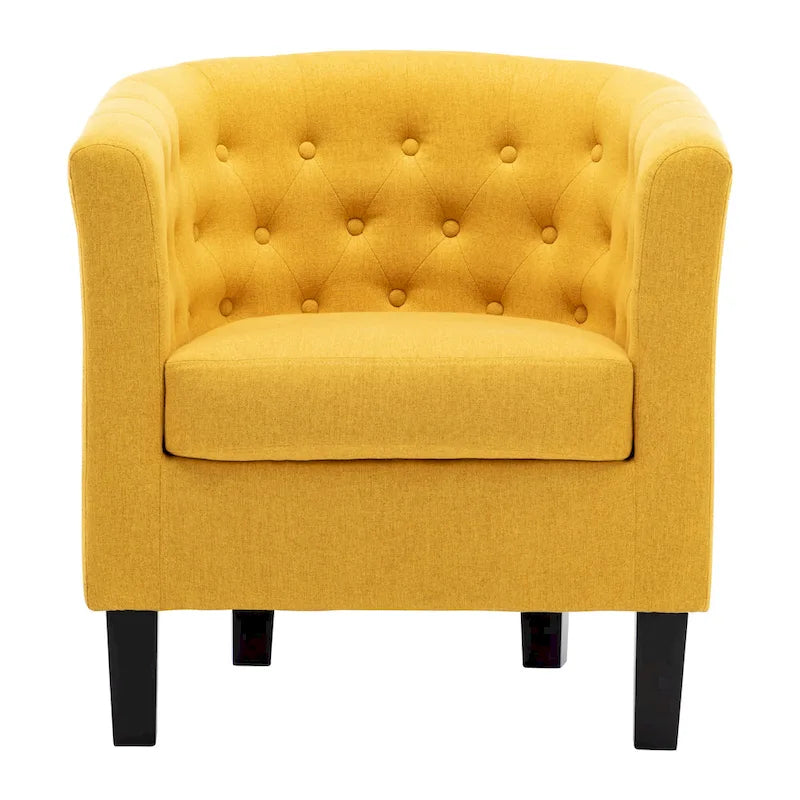 Tufted Club Chair with Black Birch Wood Base