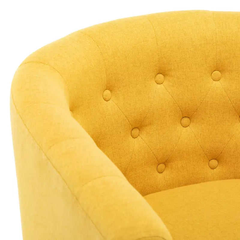 Tufted Club Chair with Black Birch Wood Base
