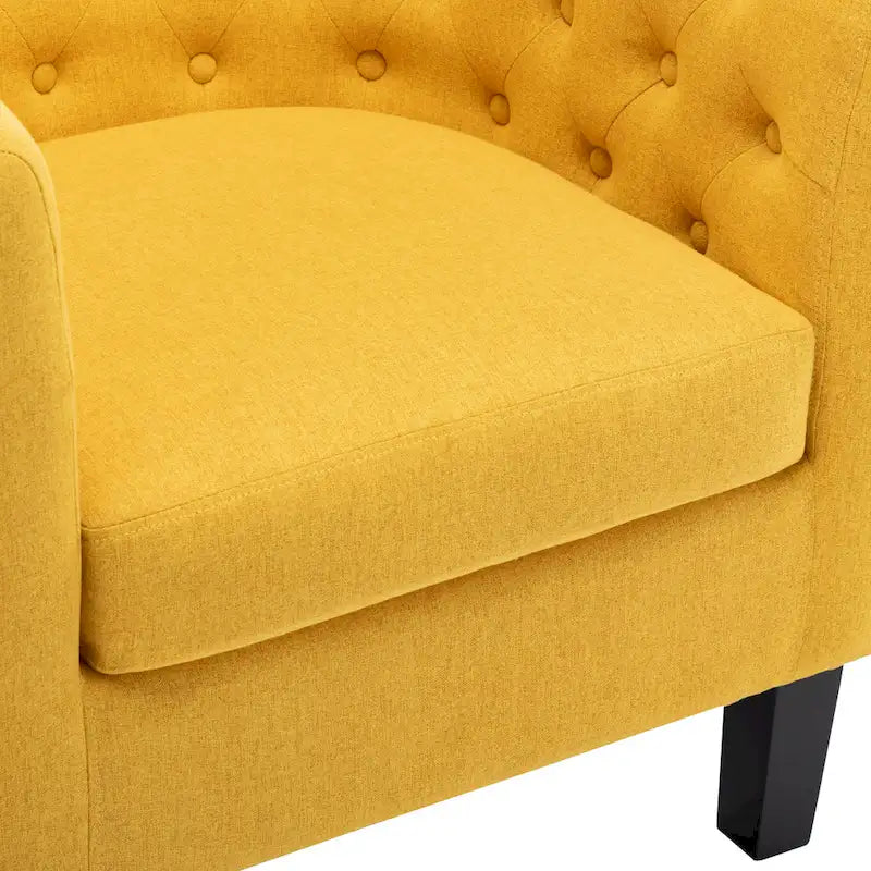 Tufted Club Chair with Black Birch Wood Base