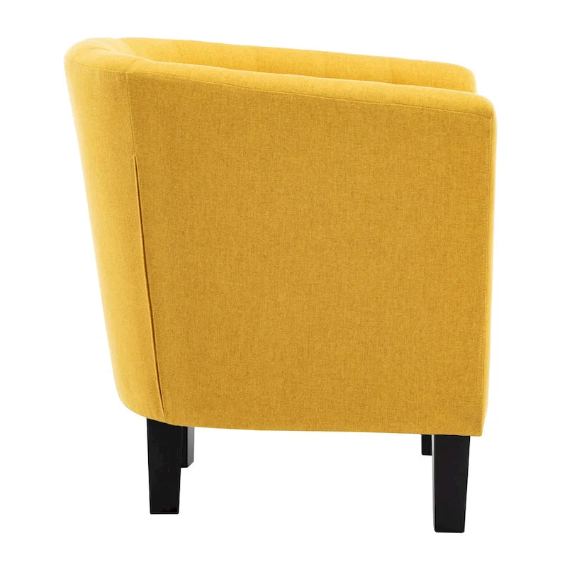 Tufted Club Chair with Black Birch Wood Base