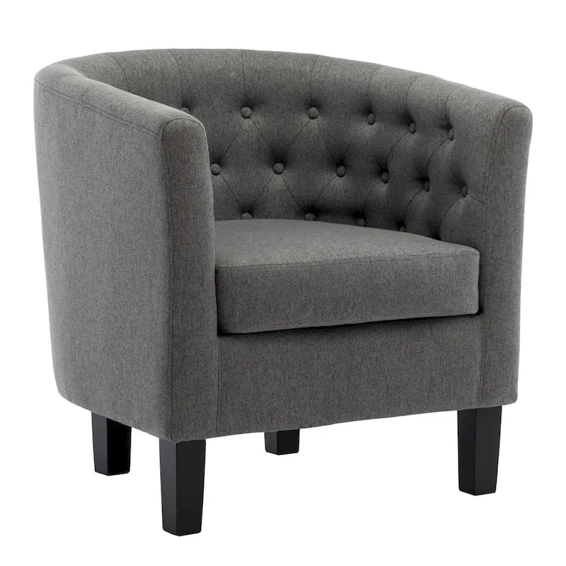 Tufted Club Chair with Black Birch Wood Base