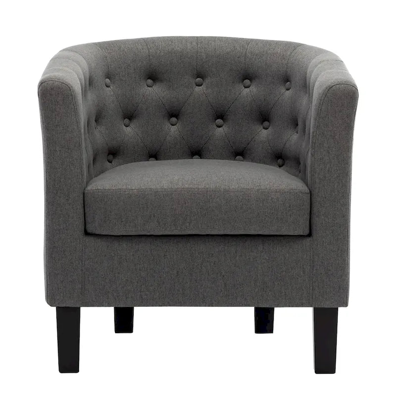 Tufted Club Chair with Black Birch Wood Base