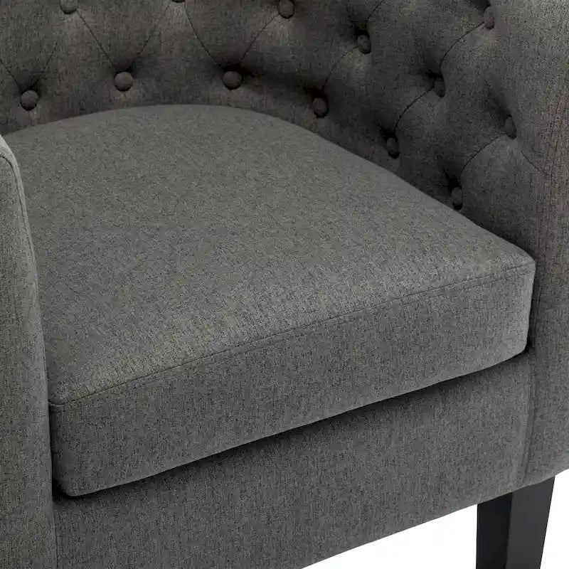 Tufted Club Chair with Black Birch Wood Base