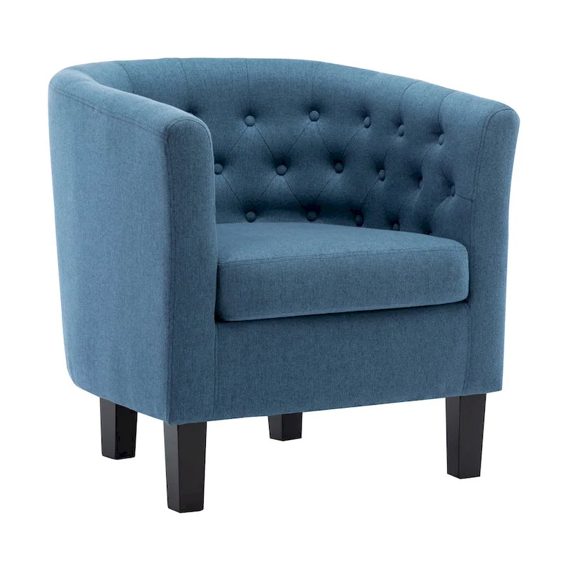 Tufted Club Chair with Black Birch Wood Base